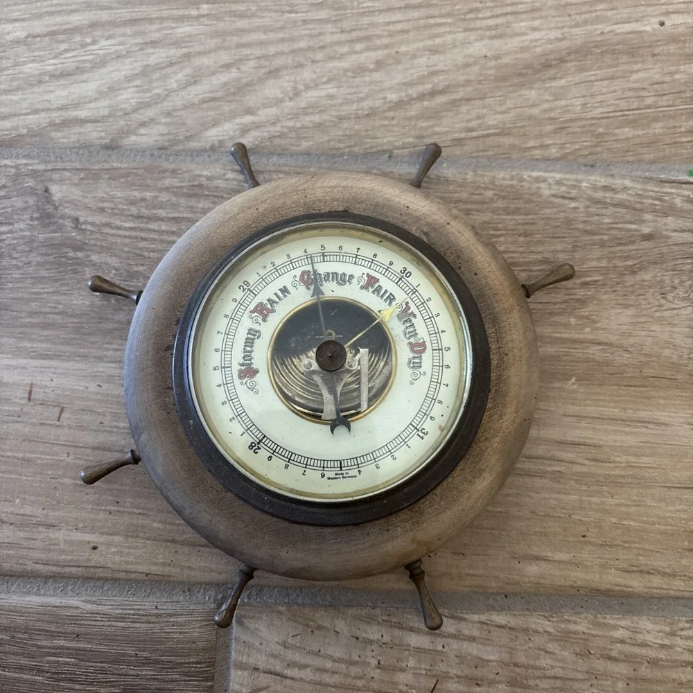 Antique West German Nautical Wheel Stormy Rain Change Fair‎ Very Dry -Parts Only